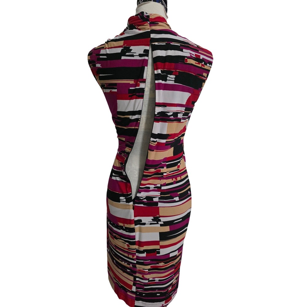 Peck‎ & Peck Women Magenta Abstract Geometric Ruched Sheath Dress Size 6 - Picture 3 of 7